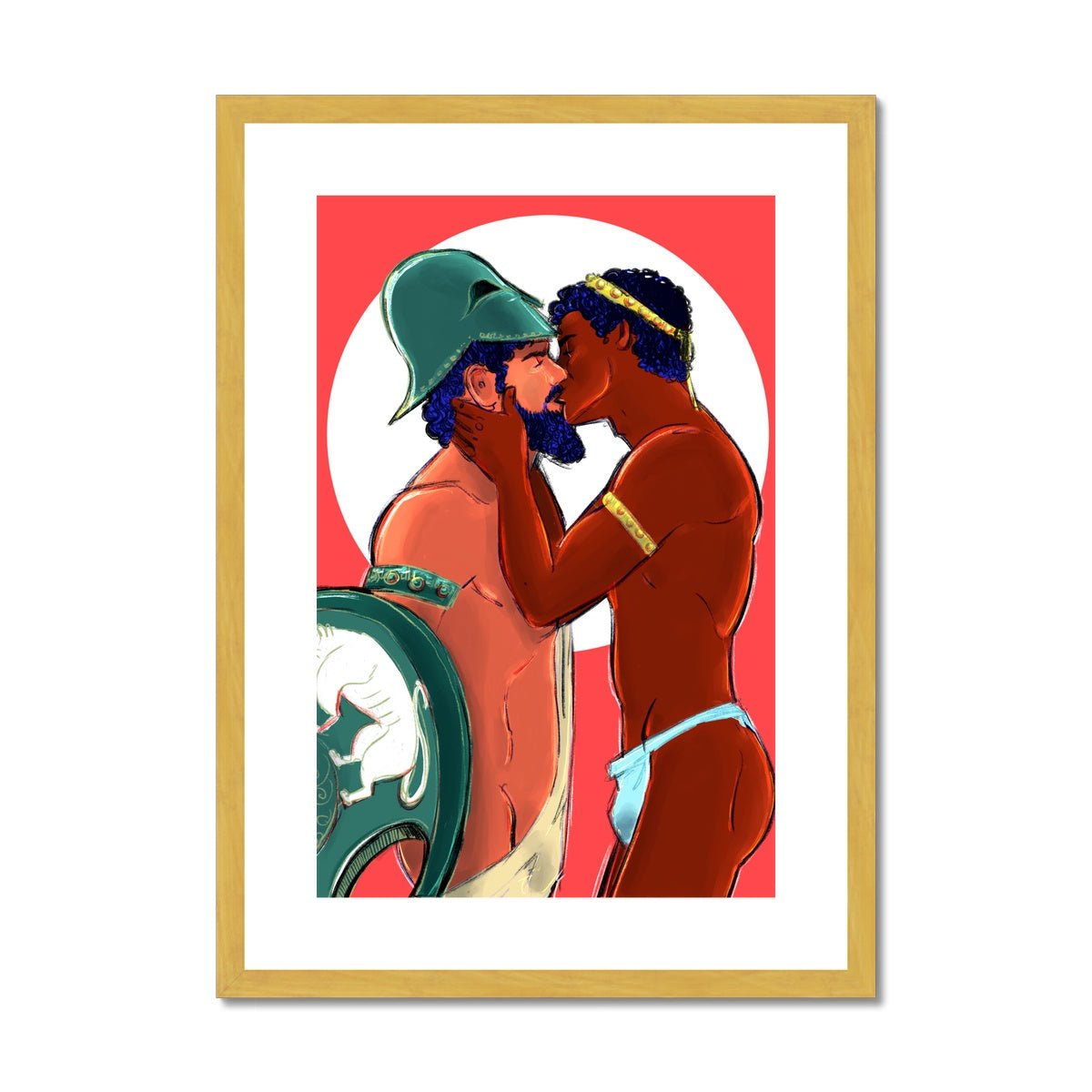 Achilles & Patroclus Antique Framed & Mounted Print - Ego Rodriguez Shop