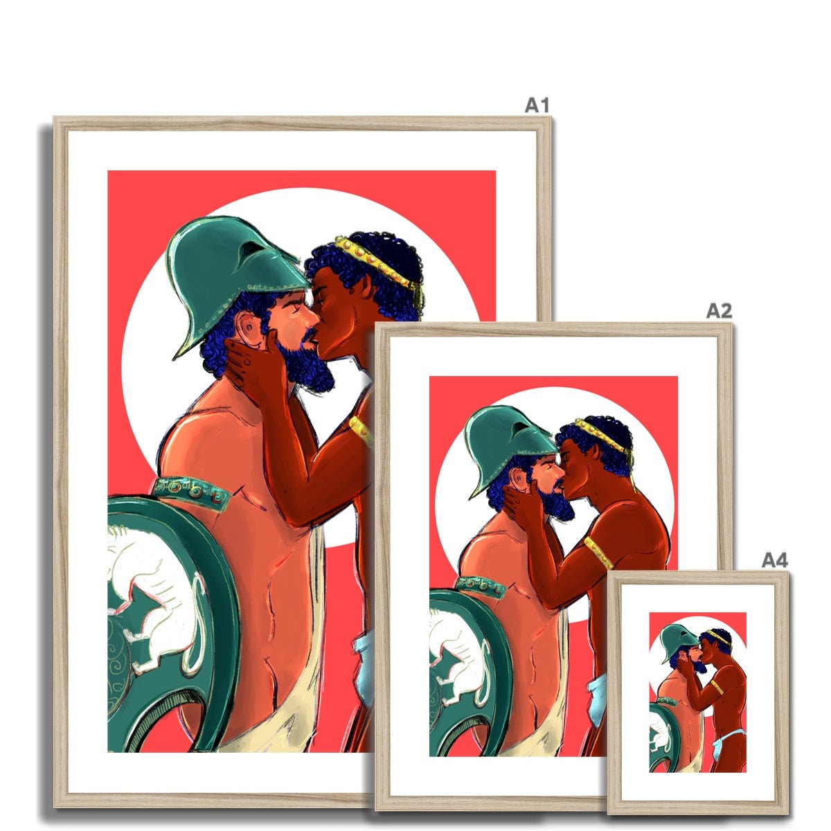 Achilles & Patroclus Framed & Mounted Print - Ego Rodriguez Shop