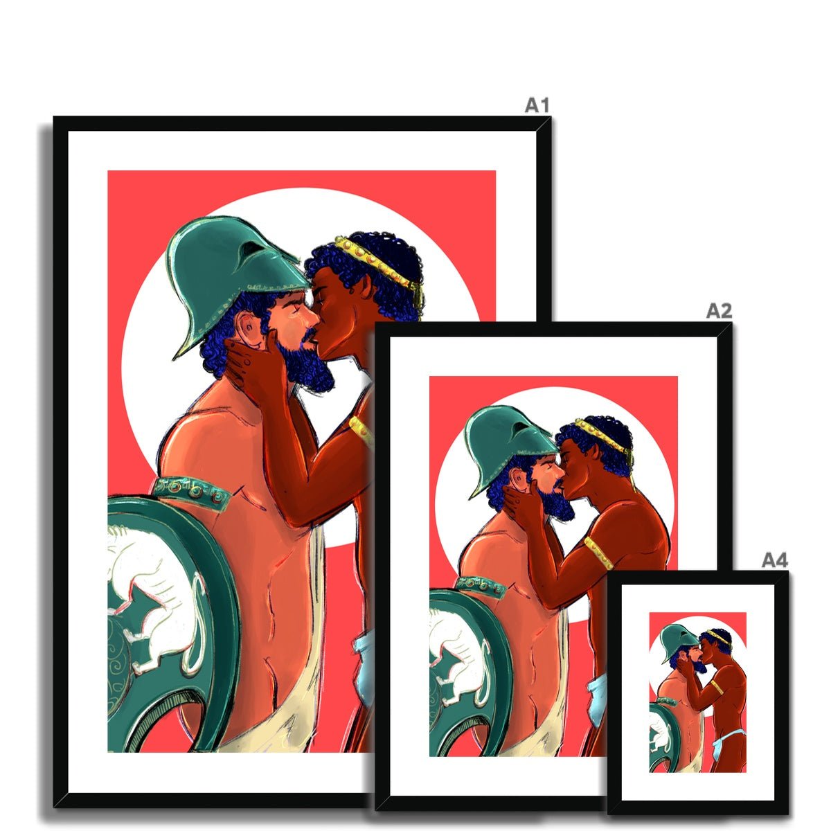 Achilles & Patroclus Framed & Mounted Print - Ego Rodriguez Shop