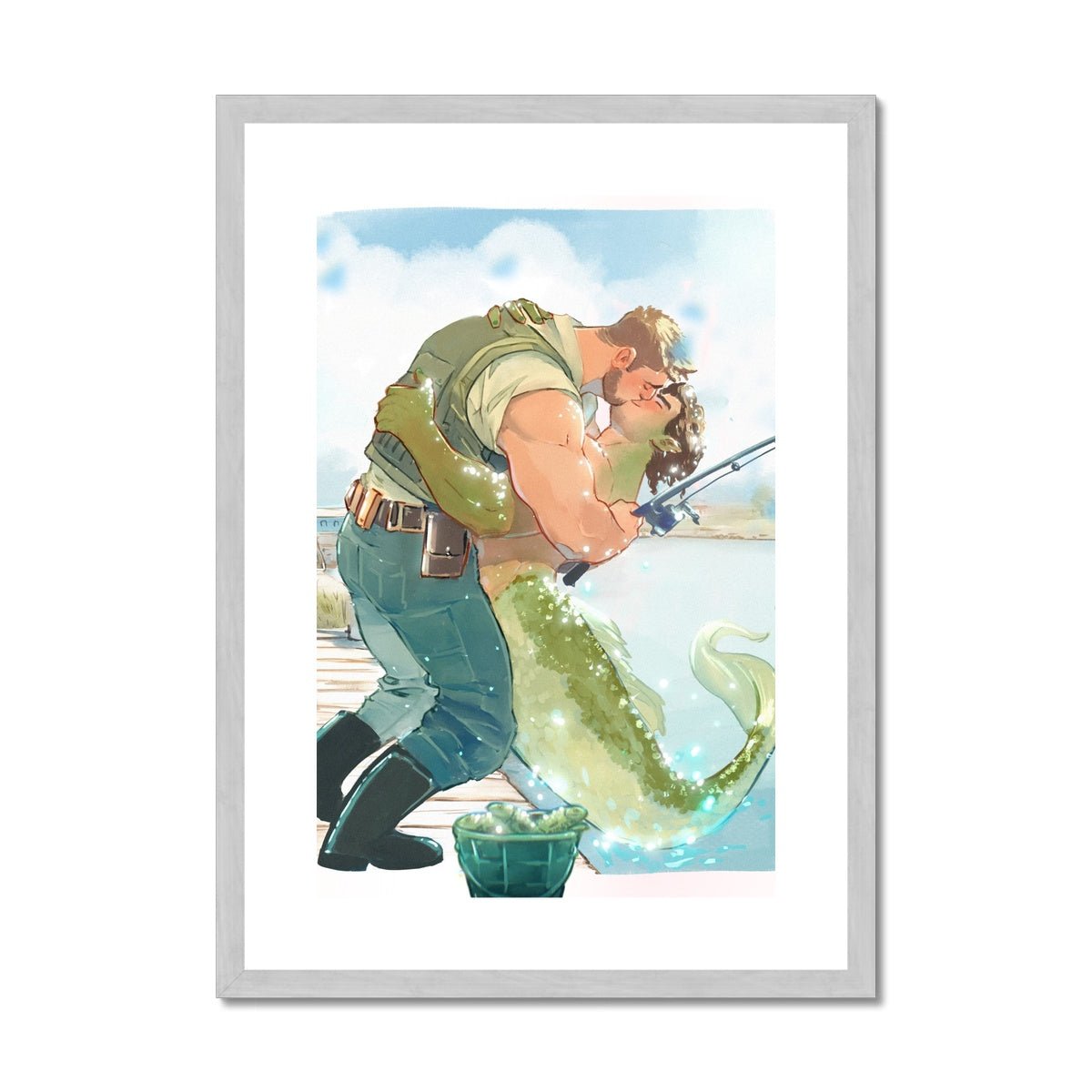 Catch of the Day Antique Framed & Mounted Print - Ego Rodriguez Shop