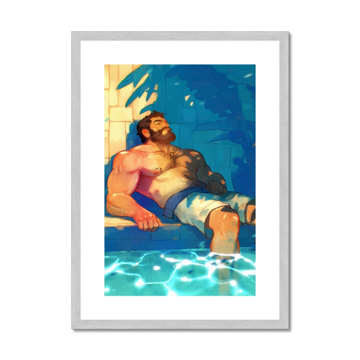 Indigo Antique Framed & Mounted Print - Ego Rodriguez Shop