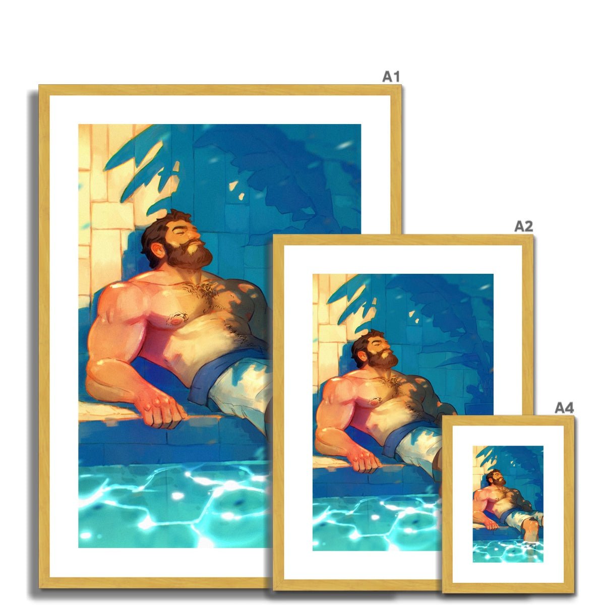 Indigo Antique Framed & Mounted Print - Ego Rodriguez Shop