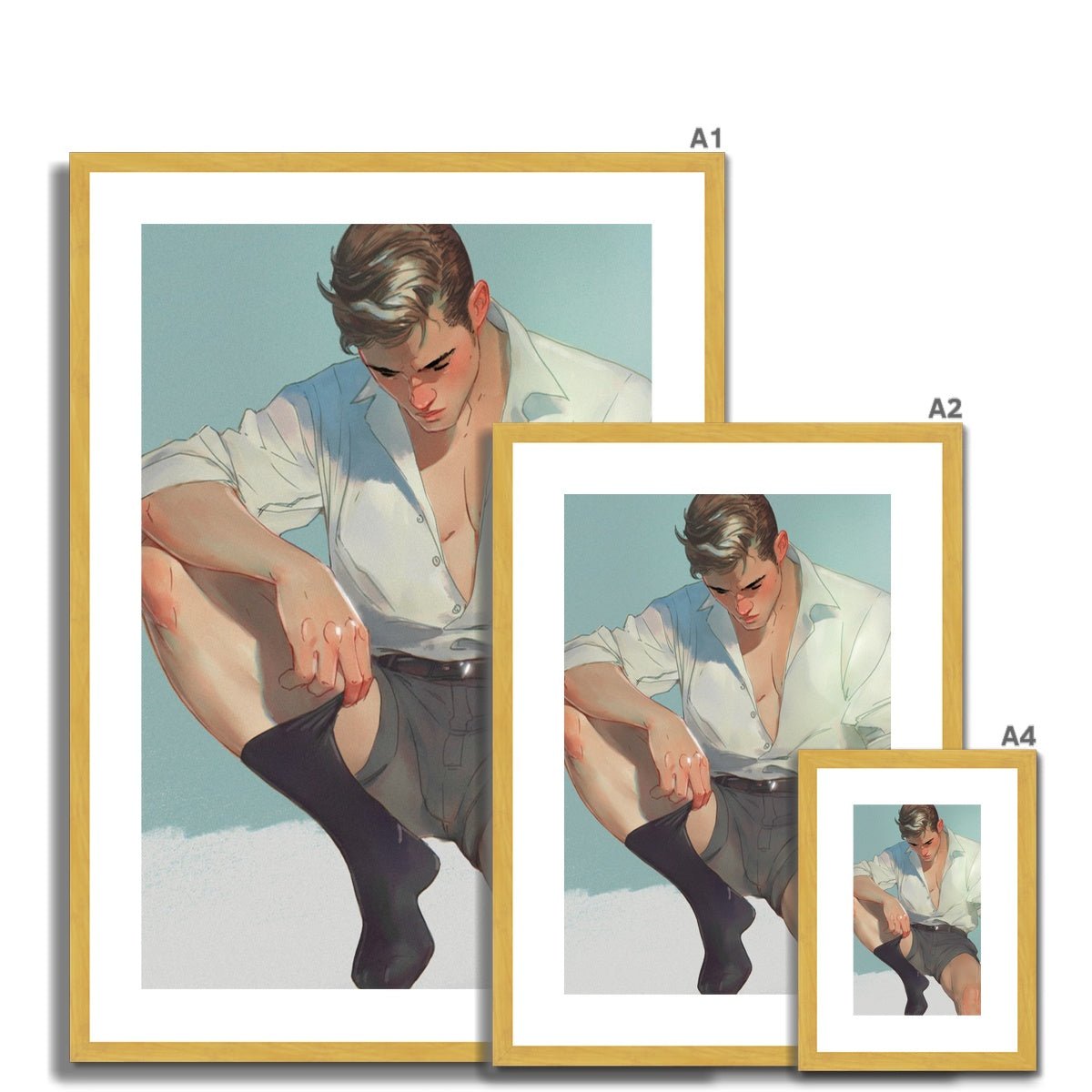 Sock Antique Framed & Mounted Print - Ego Rodriguez Shop