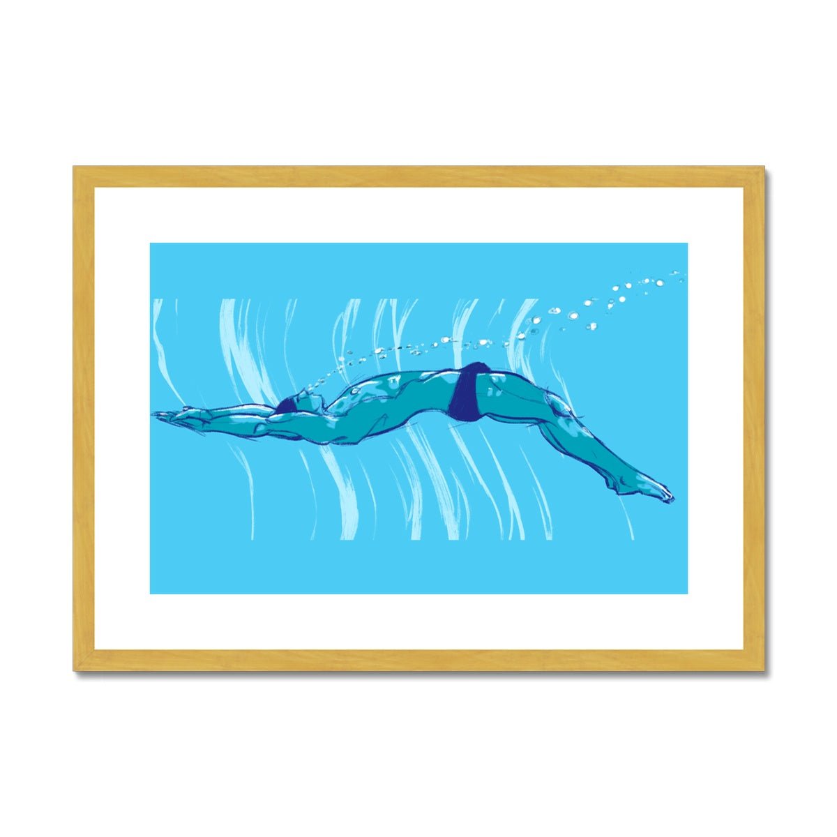 Swim Antique Framed & Mounted Print - Ego Rodriguez Shop